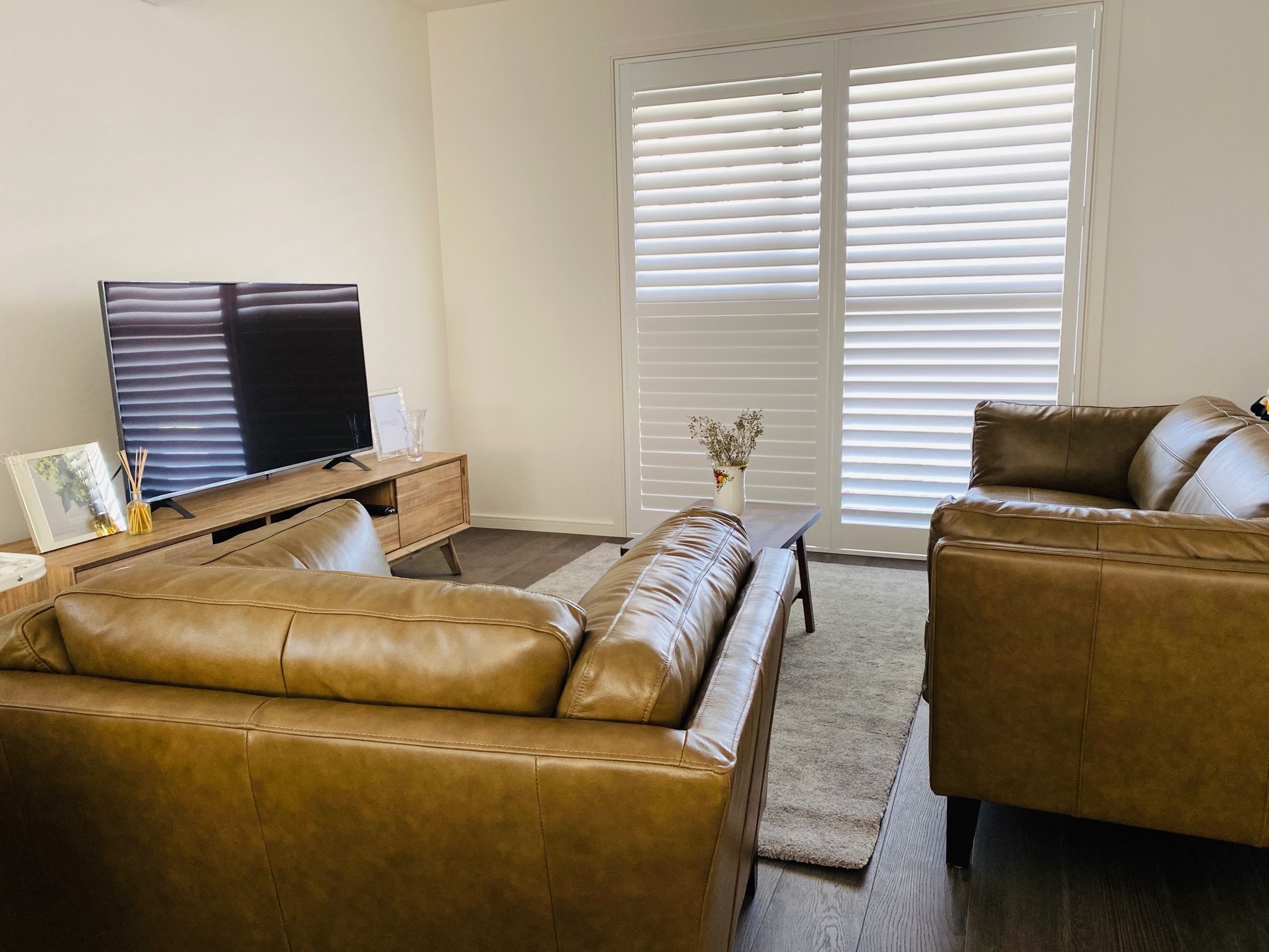 Extra Large Plantation Shutters for a featured living room window in Blackburn.