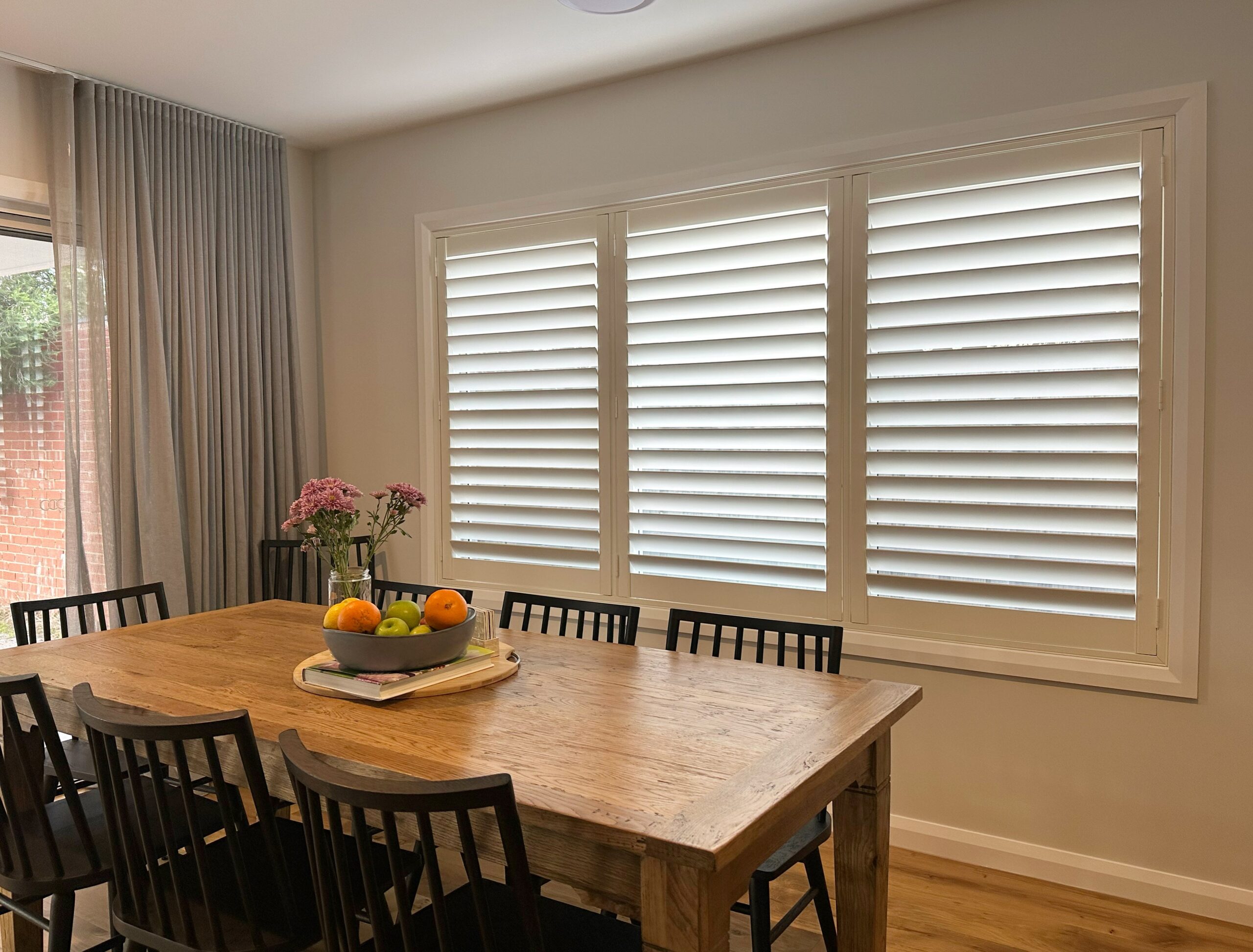 PVC Plantation Shutters & Sheer Curtains for a family home in Mentone