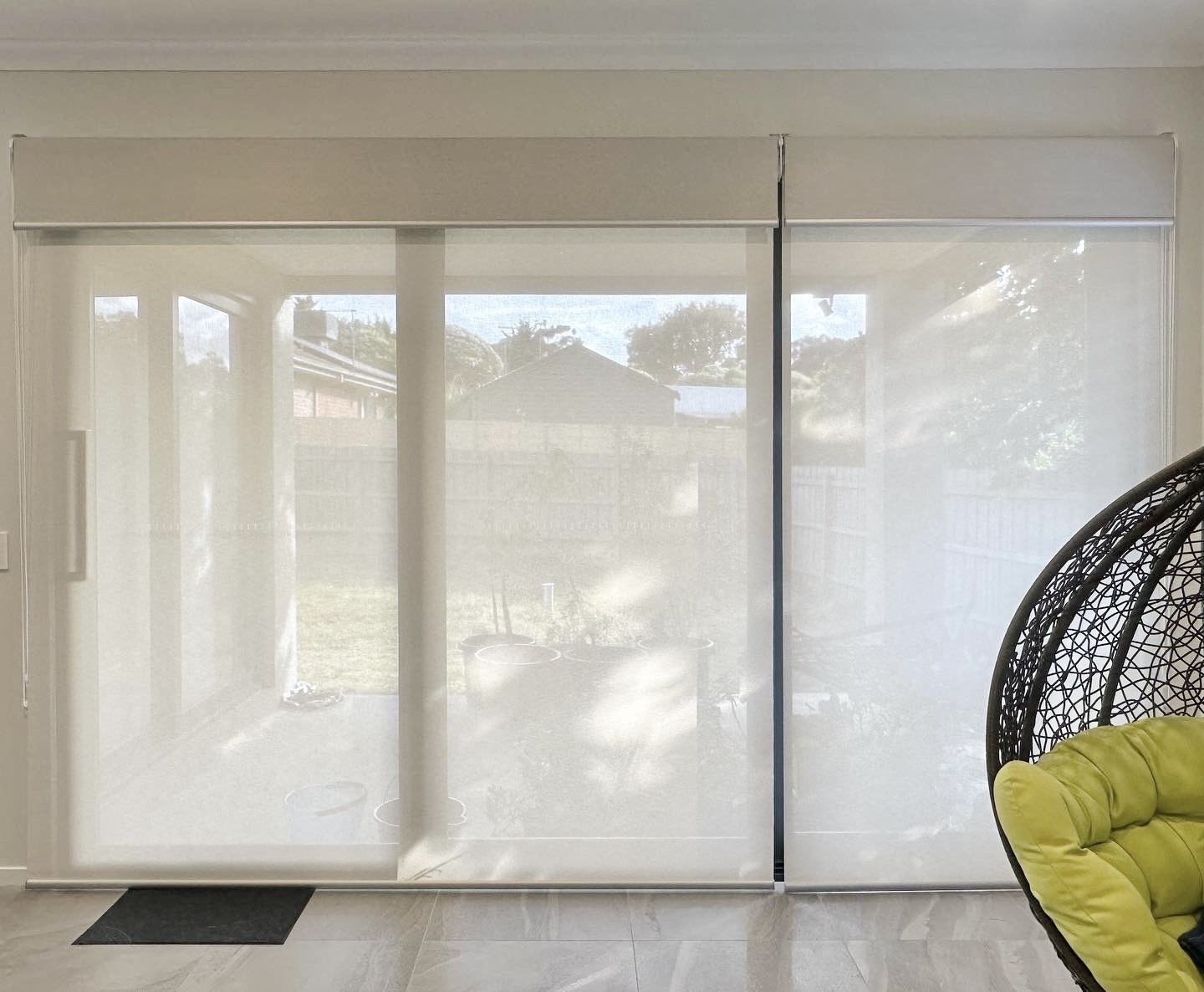 Double Roller Blinds for a large living room in Croydon.