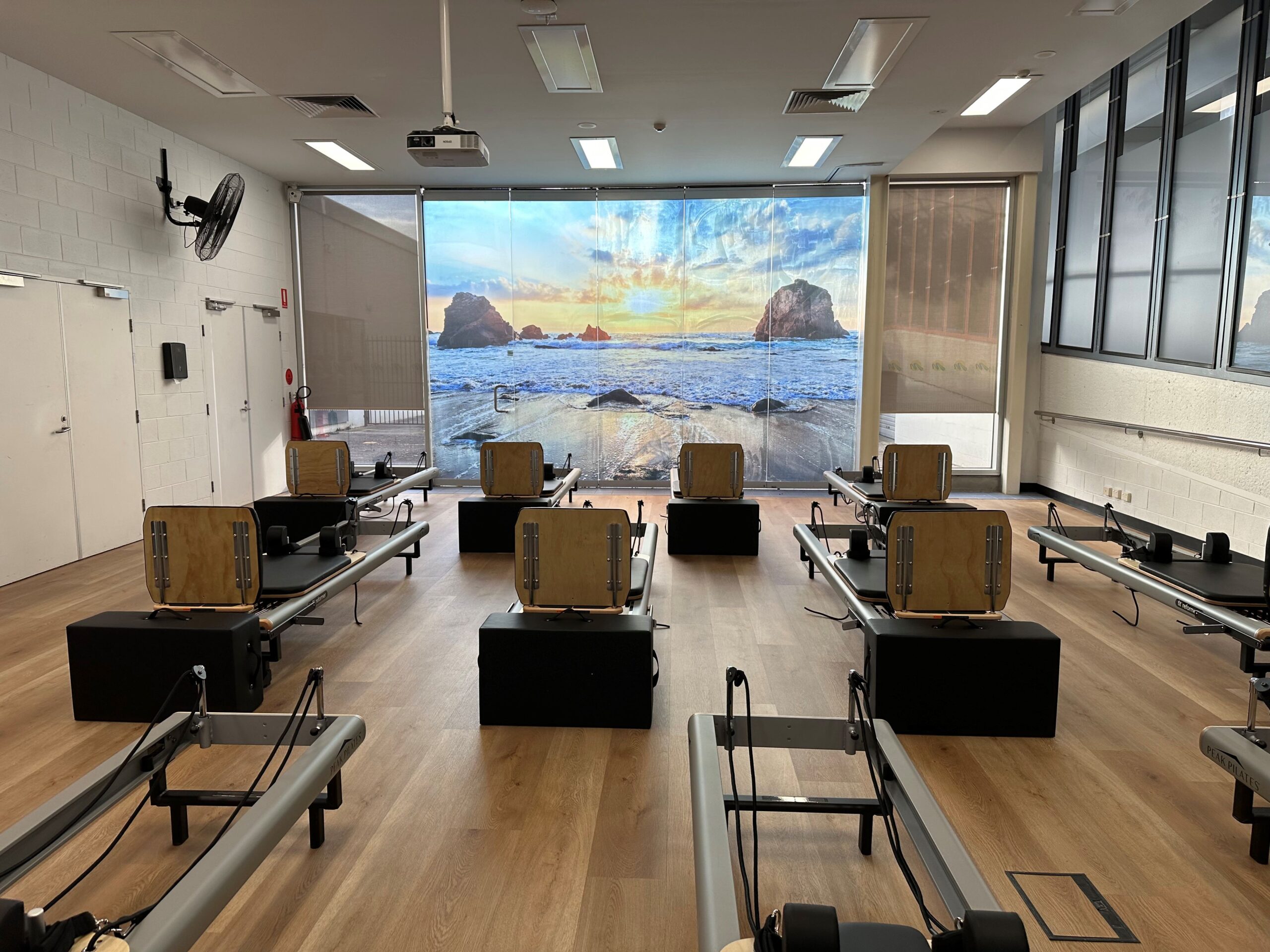 Screen Blinds to set the mood in a Reform Pilates Studio Croydon