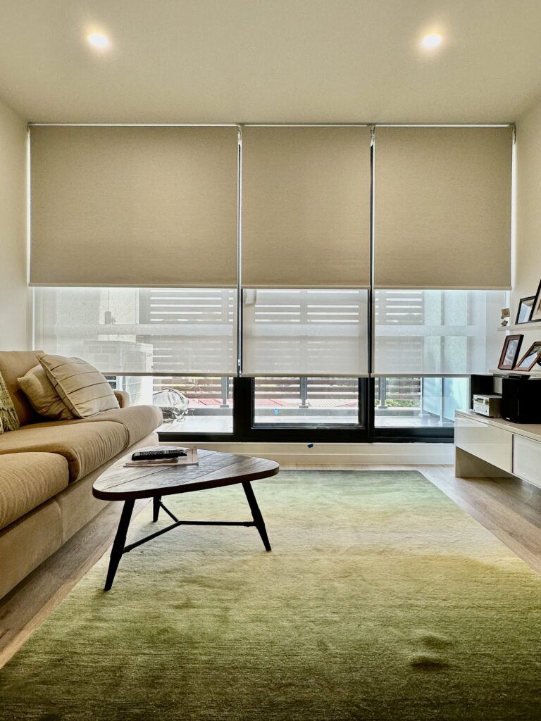 Double Blinds | Dual Roller Blinds for a Living Room Balcony