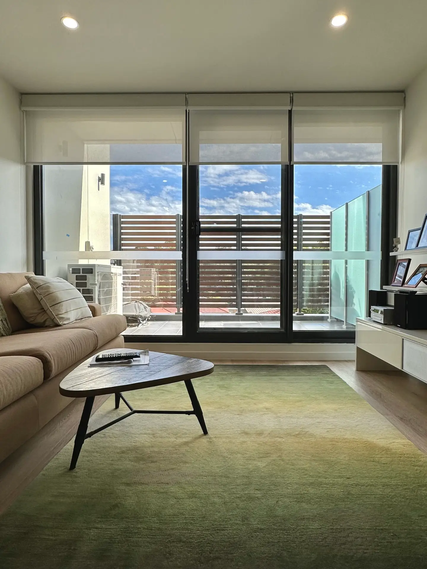 Double | Dual Roller Blinds for an apartment | balcony sliding door.